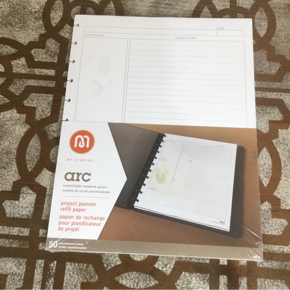 Staples Arc Project Planner Refill Paper 11 x 8.5” 50 Sheets Repositionable NEW